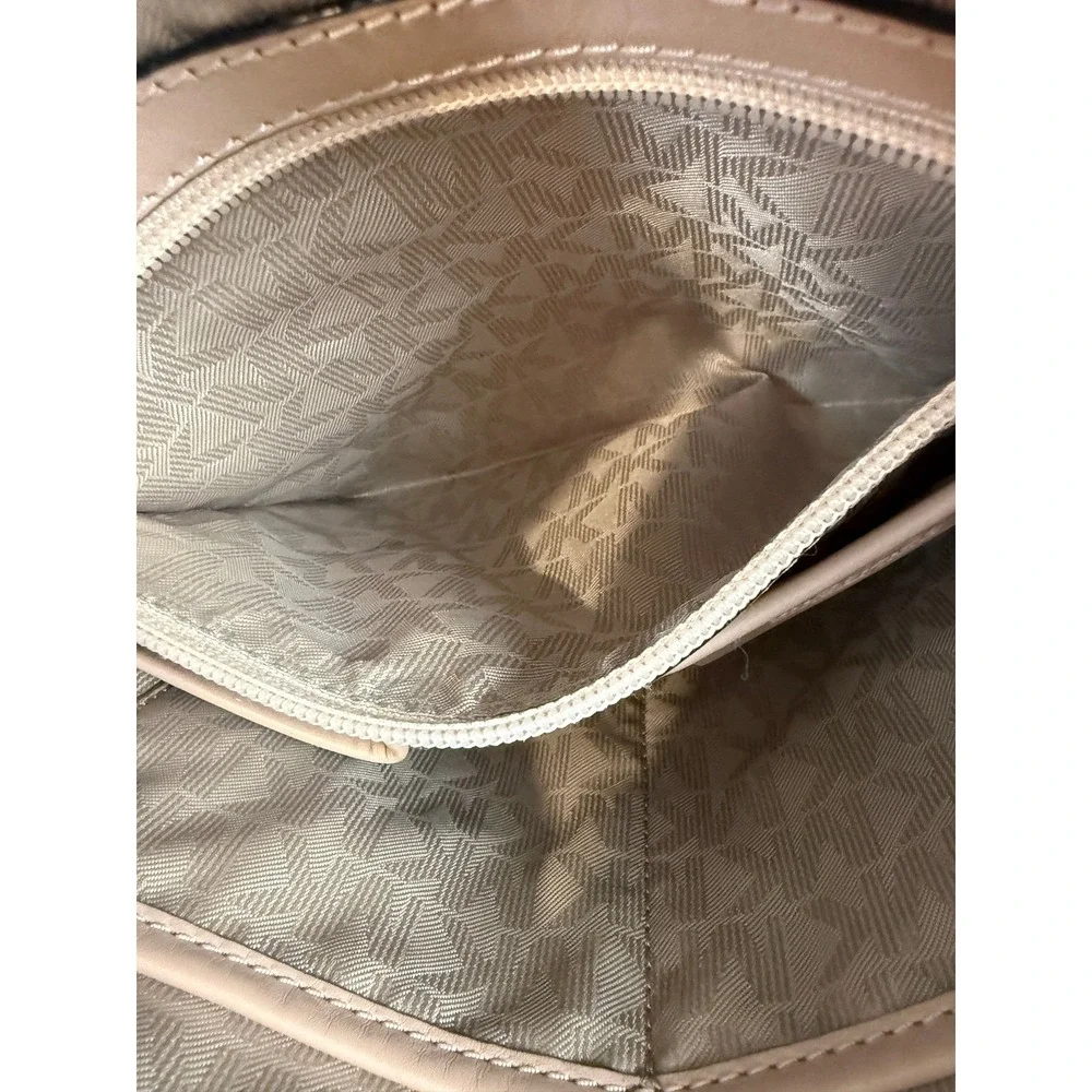 Michael‎ Kors Signature Brown Crossbody Bag Gold Hardware PVC Medium Jet Set